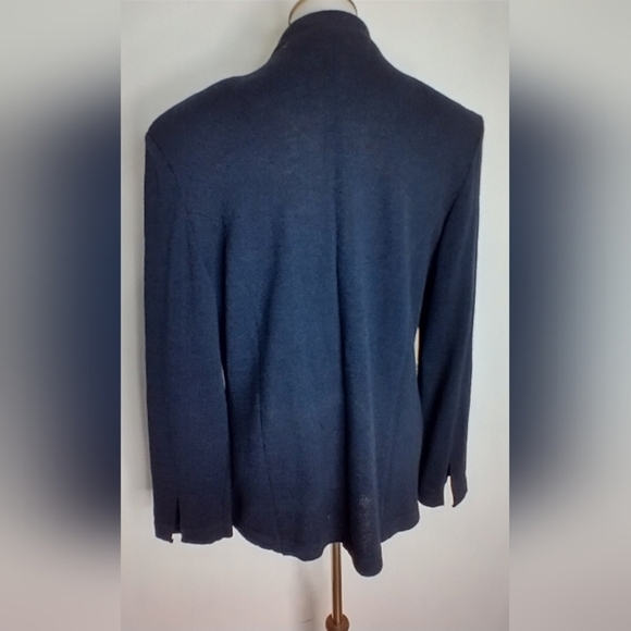 NAVY SILK KNIT BLAZER WITH RHINESTONES - Picture 5 of 8